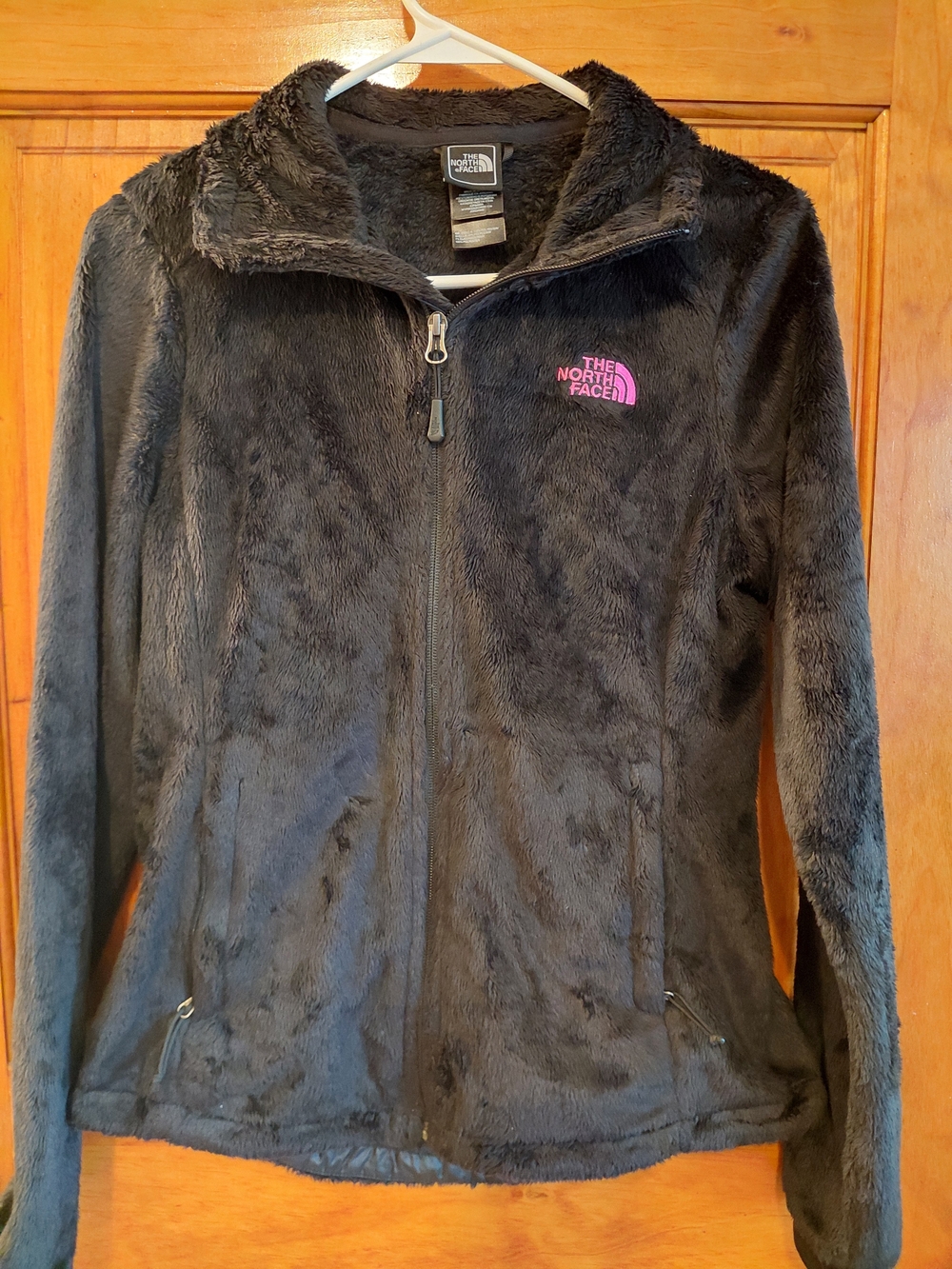 The North Face Black Teddy Jacket with Pink Logo
